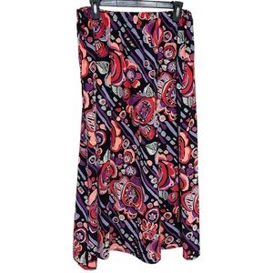Bob Mackie Wearable Art Bold Abstract Floral Skirt Artsy Black Purple Pink